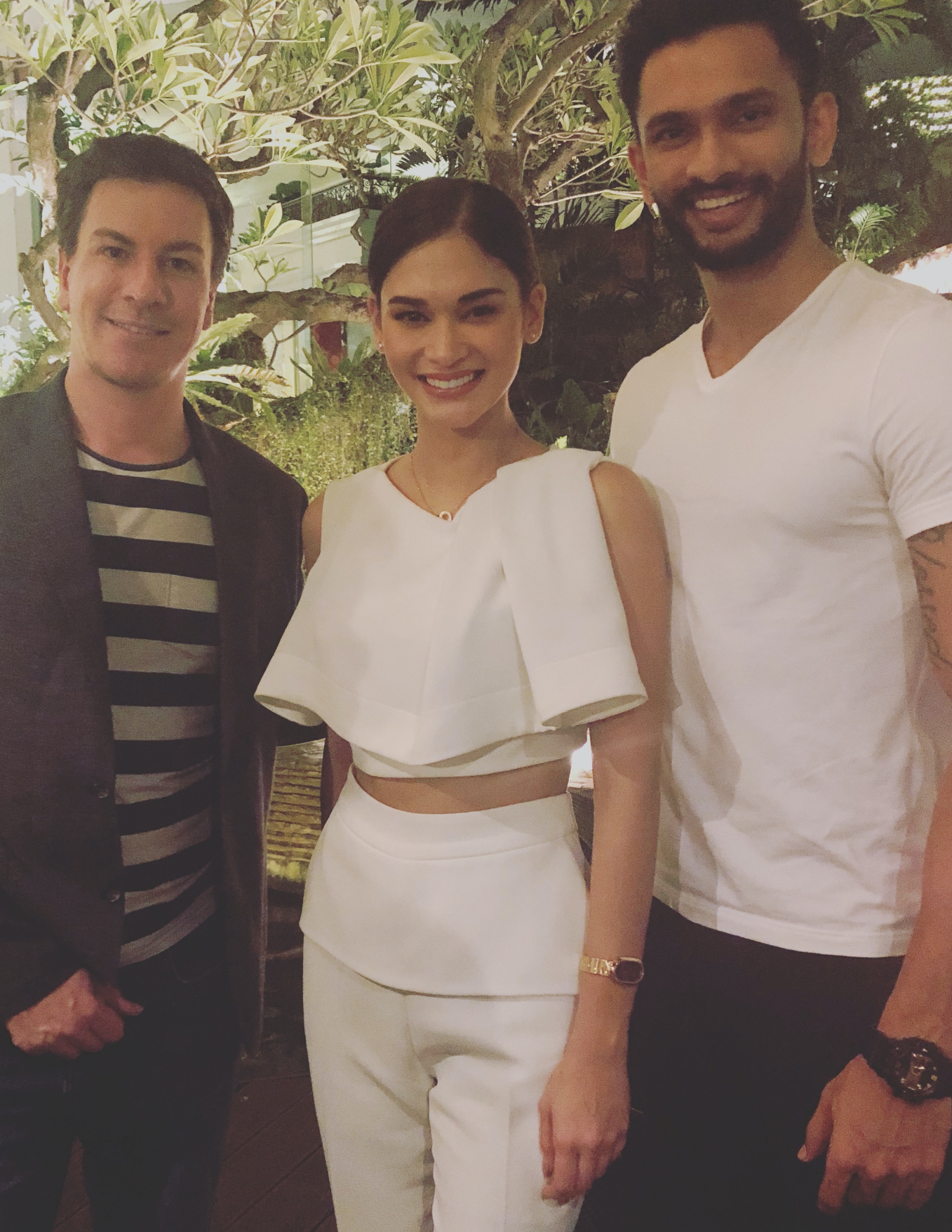 Andre Sleigh and Mister Supranational 2018 Prathamesh Maulingkar from India with Miss Universe 2015 Pia Wurtzbach from the Philippines