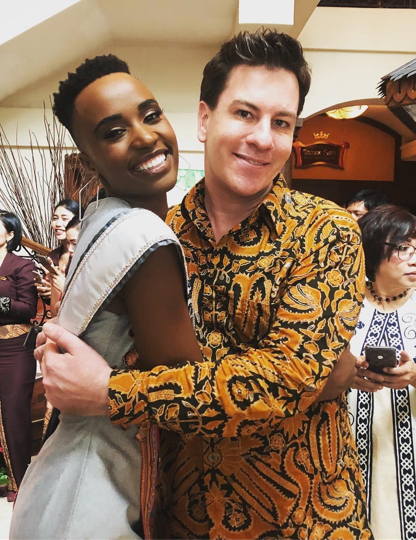 Supranational Andre Sleigh with Miss Universe Zozibini Tunzi from South Africa