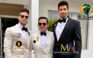 Mr. Ecuador World Wide Organization 2021 National Director Jaime Solano with Mister International Ecuador Cesar Morales and Mister Supranational Ecuador Mario Iglesias