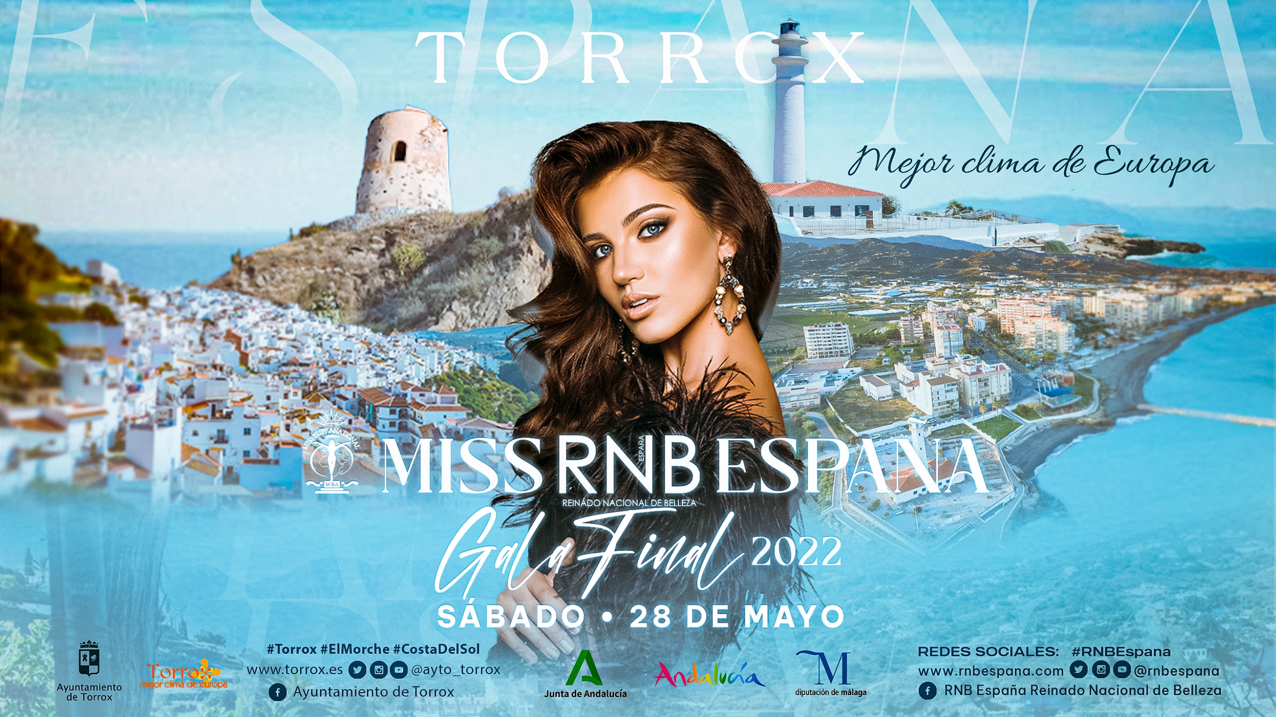 Cartel Gala Final Miss RNB España 2022 en Torrox, Malaga (horizontal)