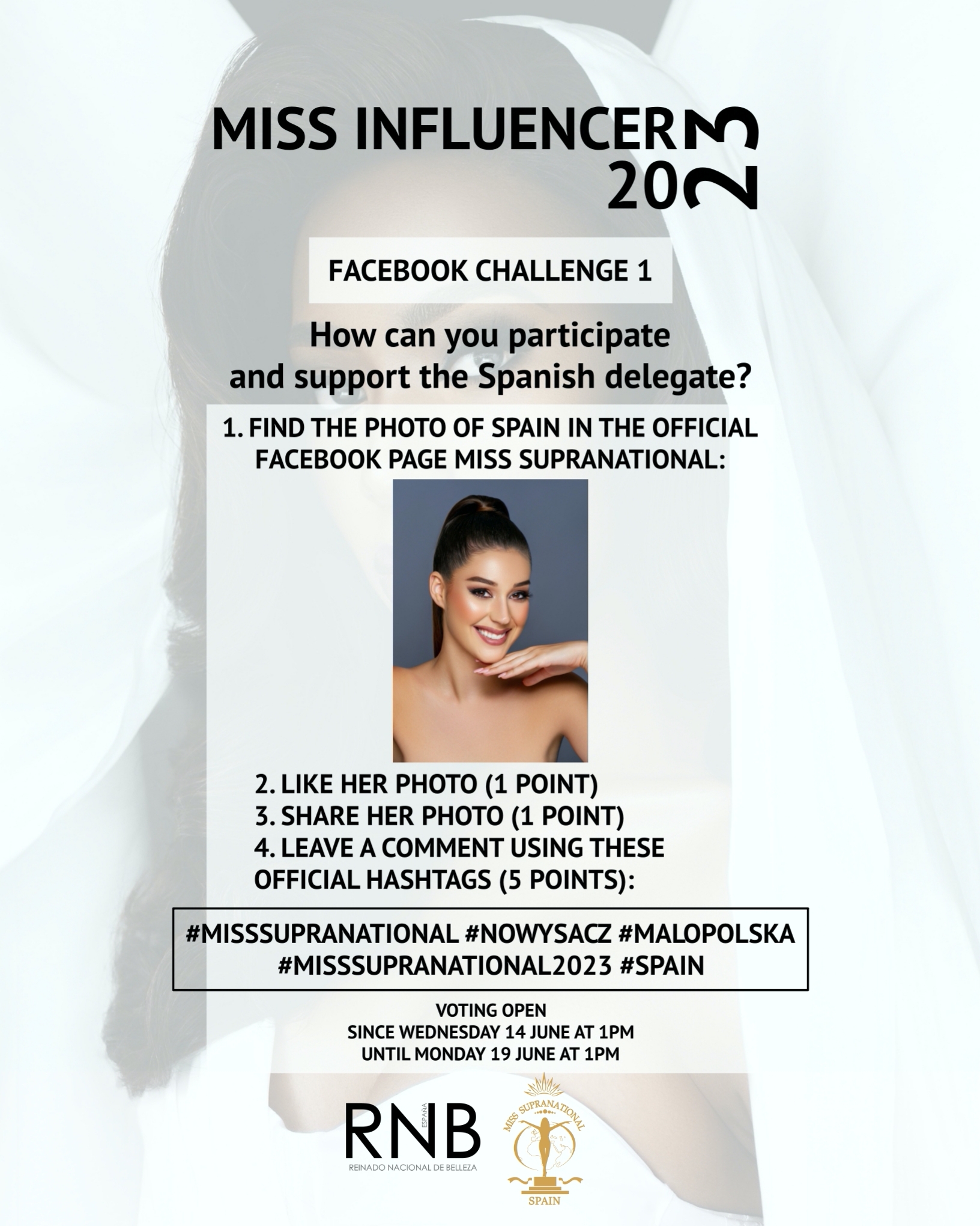 English Miss Influencer 2023 Challenge 1 Facebook Lola Wilson Miss RNB España Miss Supranational Spain
