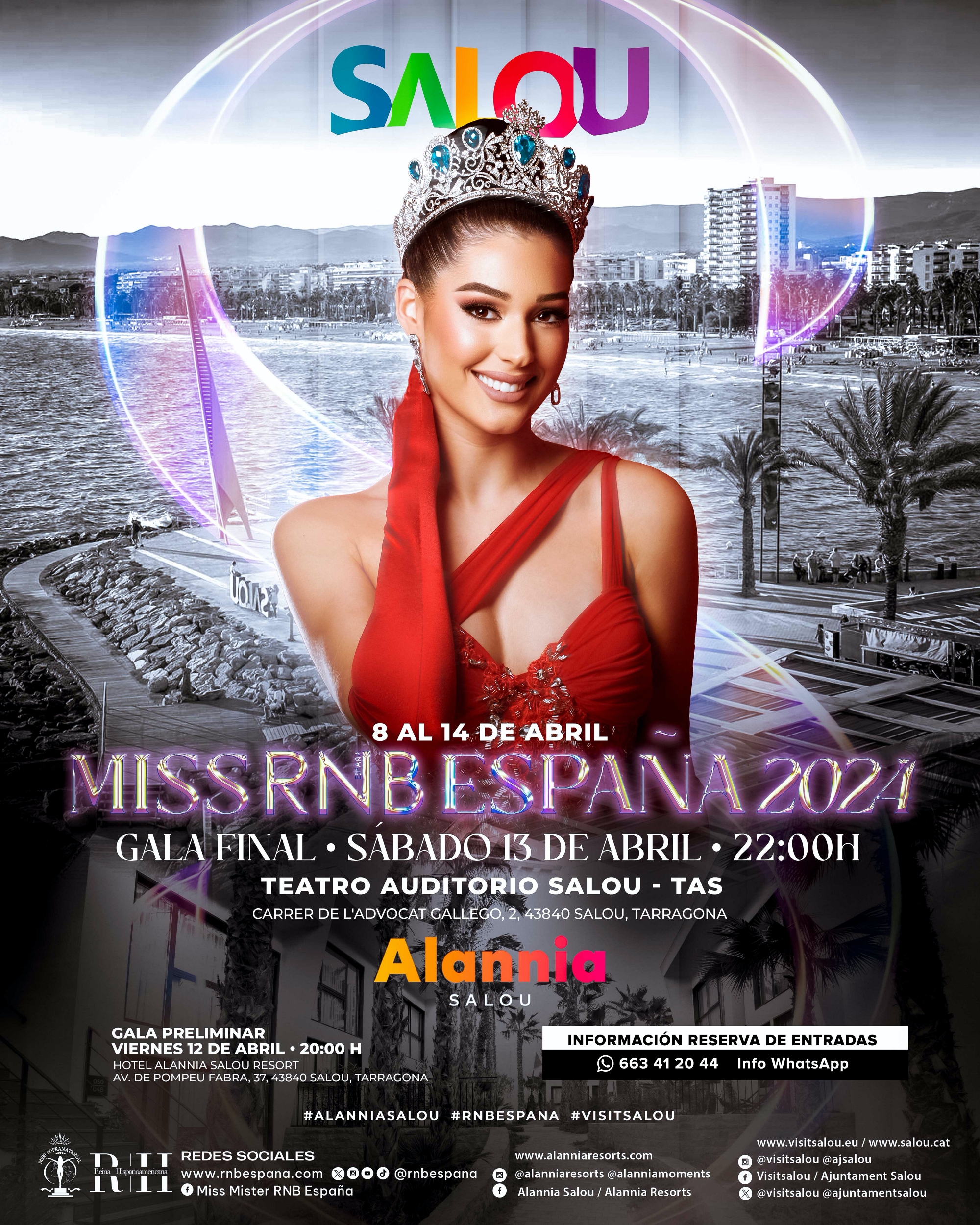 Cartel Gala Final Miss RNB España 2024 en Alannia Salou Tarragona Noticia