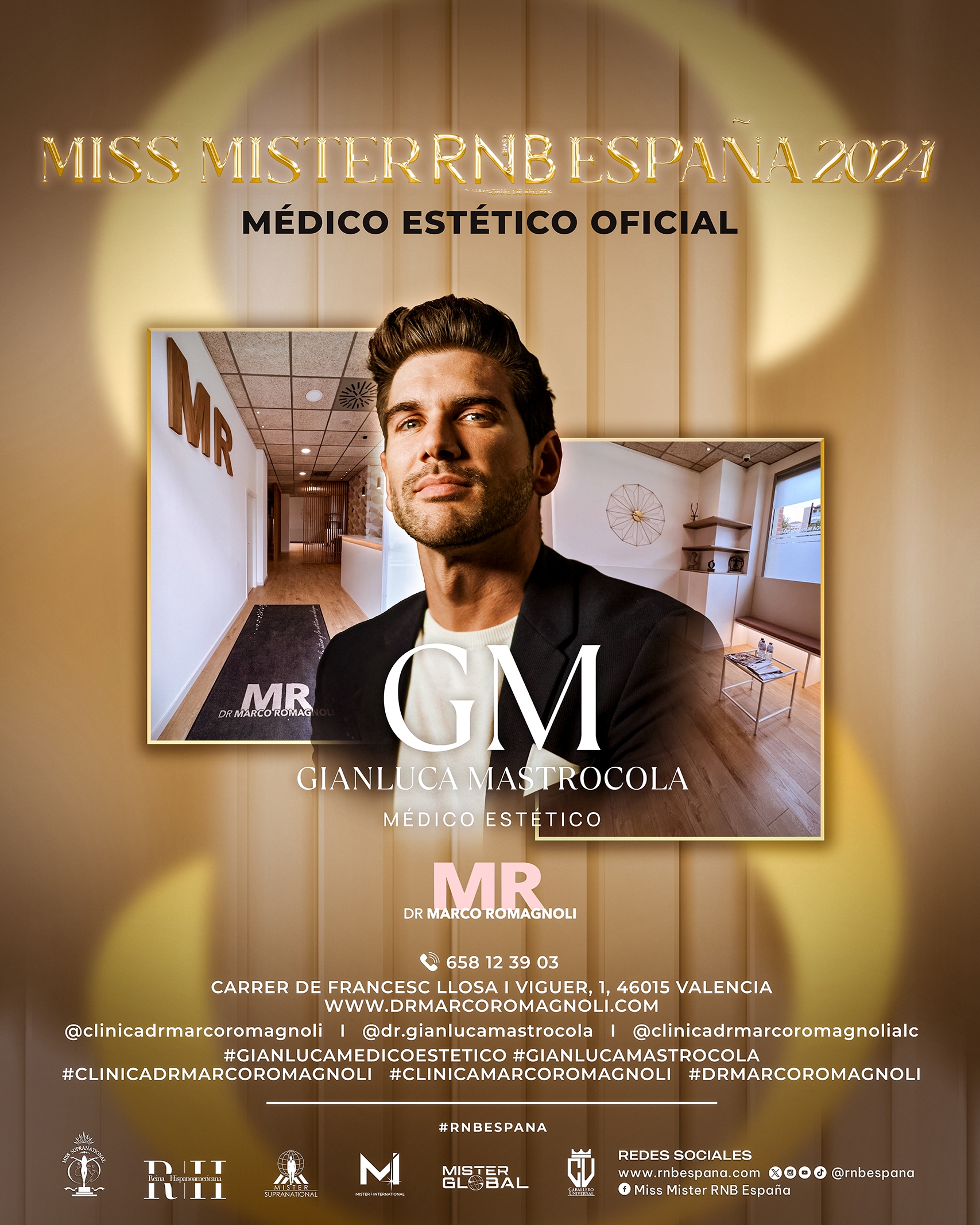 Dr Gianluca Mastrocola Clinica Dr Marco Romagnoli Medicina Estetica Miss Mister RNB España