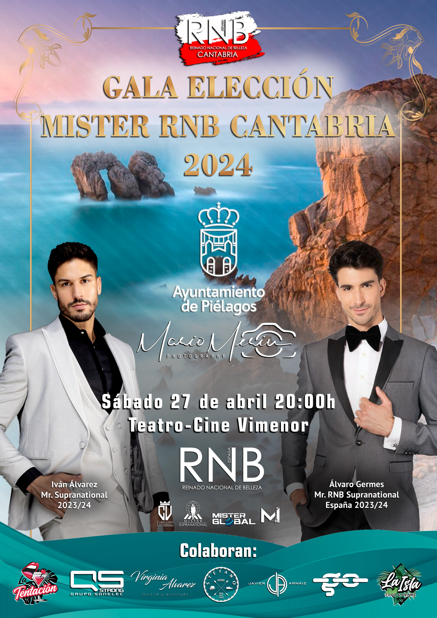Cartel Gala Final Mister RNB Cantabria 2024 en Pielagos