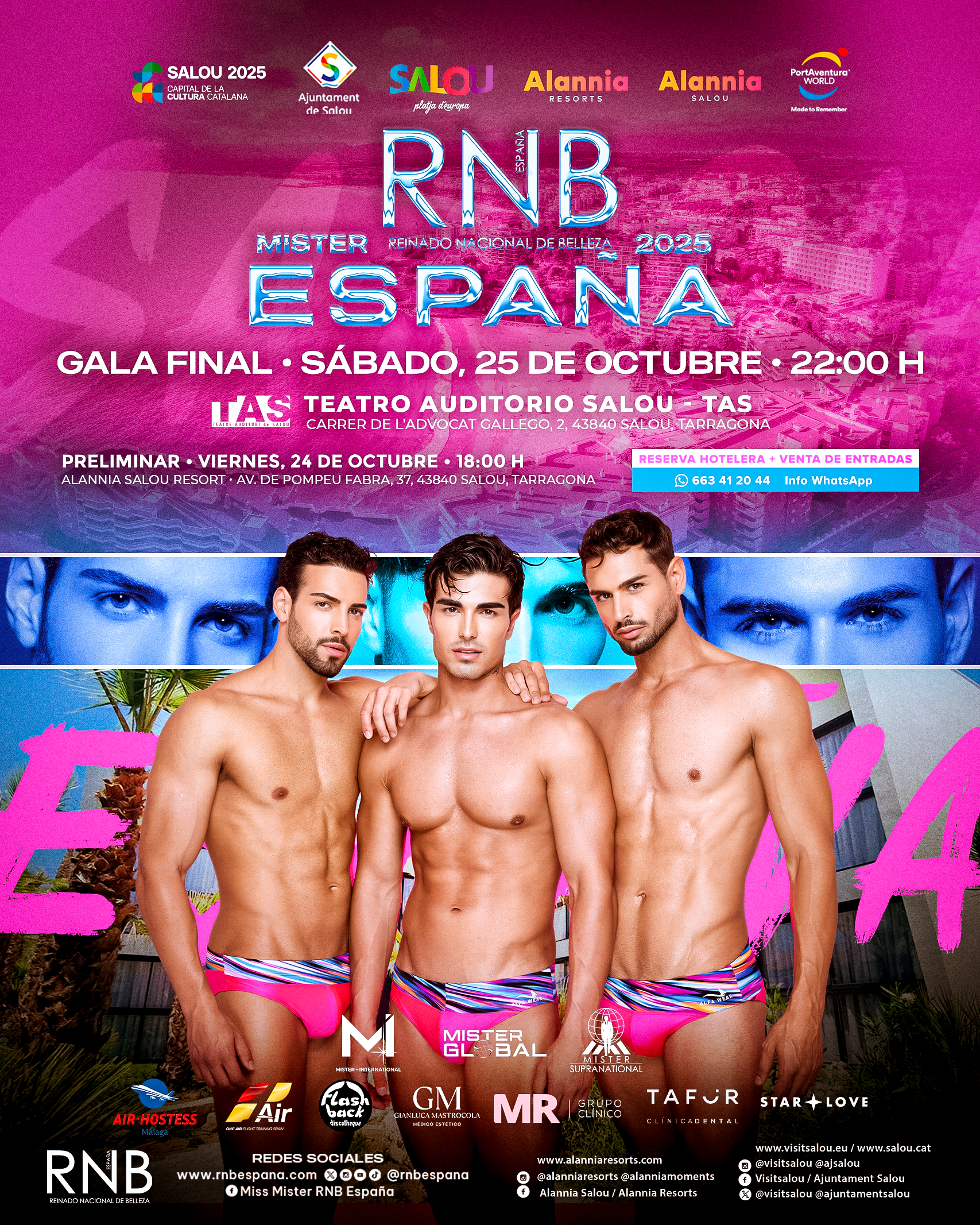 Cartel Gala Final Mister RNB España 2025 en Alannia Salou Cartel Gala Final Mister RNB España 2025 en Alannia Salou