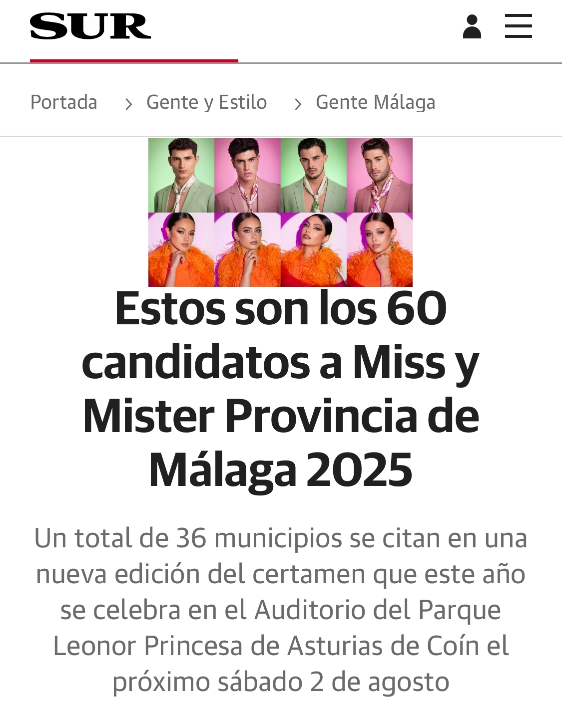 DIARIO SUR Candidatos Miss Mister RNB Malaga 2026 en Coin