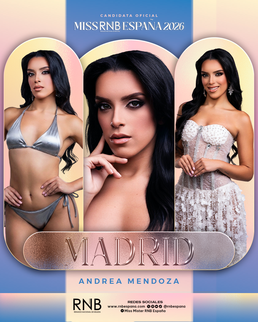 Miss RNB Madrid 2026 Andrea Mendoza Banner